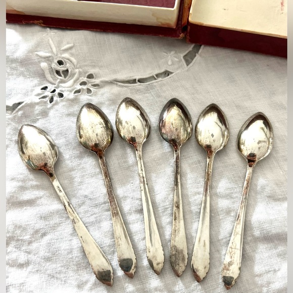 Antique Yogya Indonesian Sterling Silver Demitasse Spoons Set of Six (6) 800 MD - Picture 4 of 11